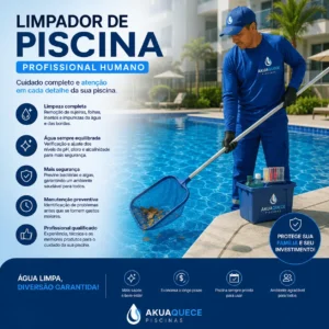 Profissional que limpa piscina