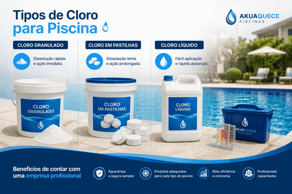 Tipos de cloro para limpeza de piscina