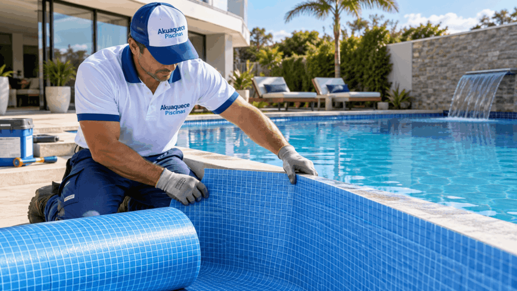 Profissional instalando Tela Armada para Piscina