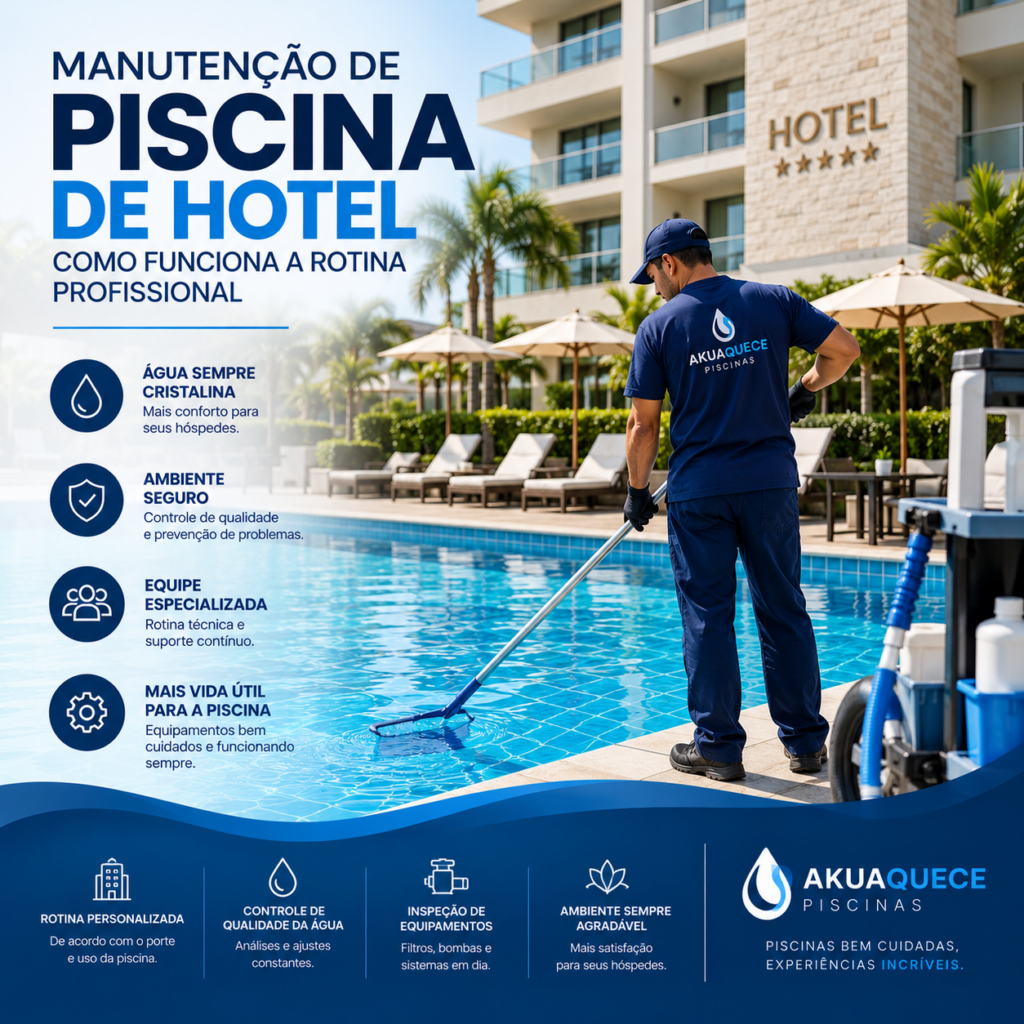 profissional da akuaquece piscinas fazendo a manutenção de piscina de hotel